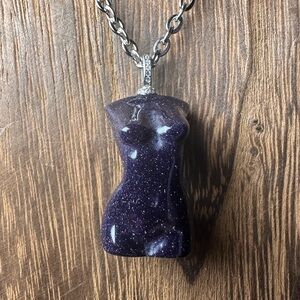 Sandstone Lady Body Pendant Necklace on Chain - Sterling Silver Bail